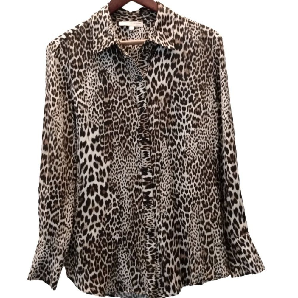 Lavender Brown Animal Print Blouse, size small